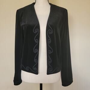 Vintage Choice By Butte Size 14 Velvet Velour Open Jacket Blazer USA Made Black